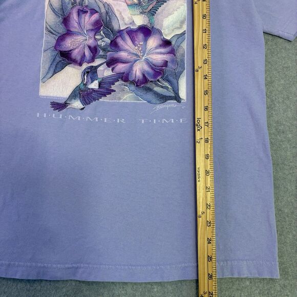 Polar Graphics Hummer Time Hummingbird Floral T-Shirt Purple Men’s M USA Art - Picture 3 of 7